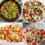 Collage of four Vegan Bean Salad Recipes.