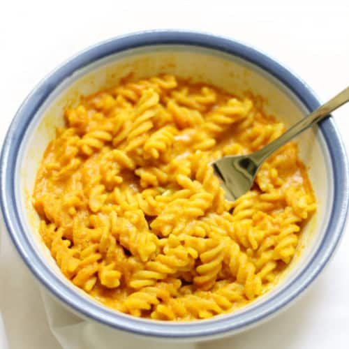 Microwave Vegan Mac and Cheese in a bowl.
