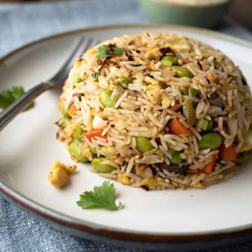 Vegan Fried Rice on a plate.