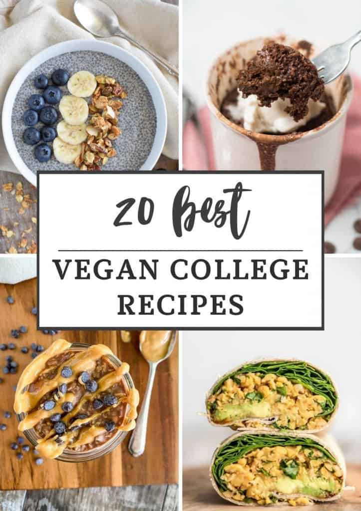 Collage of four best vegan college Recipes with text title overlay.