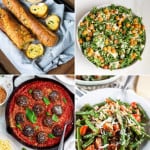 Collage of four Recipes to Serve with Eggplant Parmesan.
