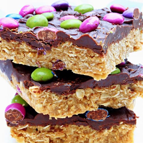 Stack of Monster Cookie Bars.