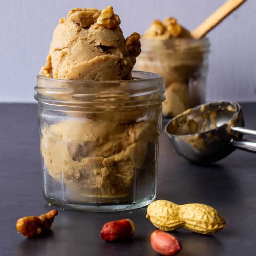 Peanut Banana Ice Cream in a jar.