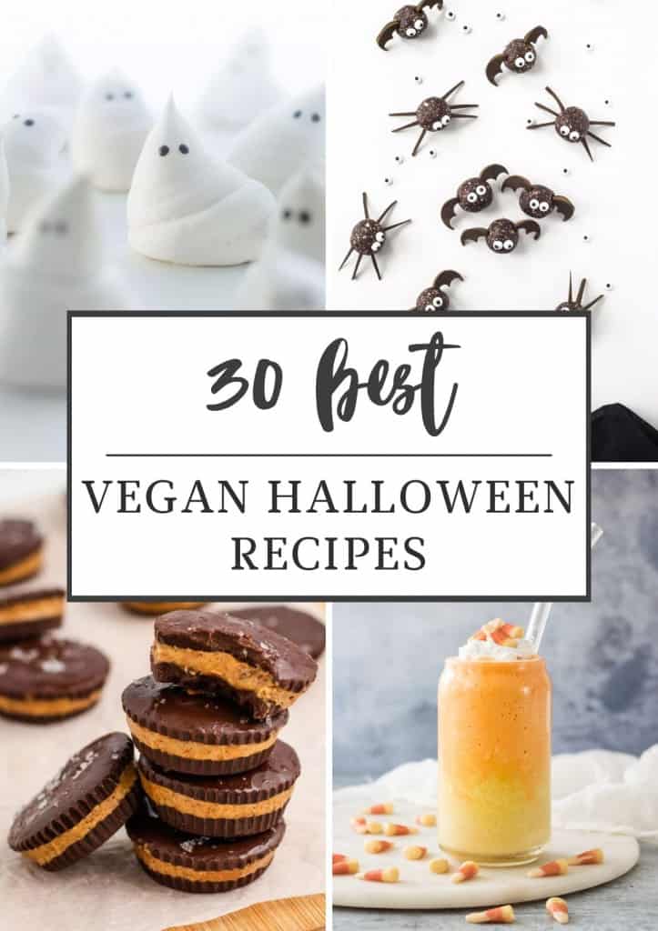 Collage of four best vegan Halloween Recipes with text title overlay.