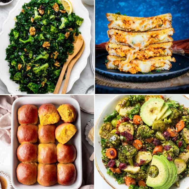 collage of 4 of the recipes from the butternut squash soup side dish collection.
