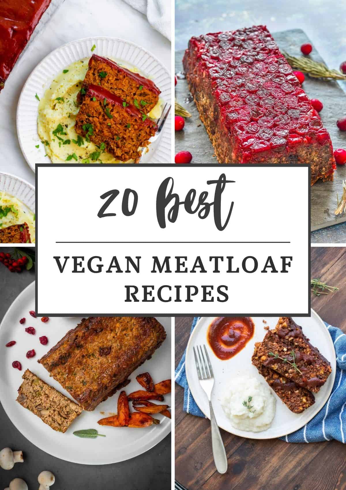 collage of 4 of the recipes from the meatloaf roundup with text title overlay.