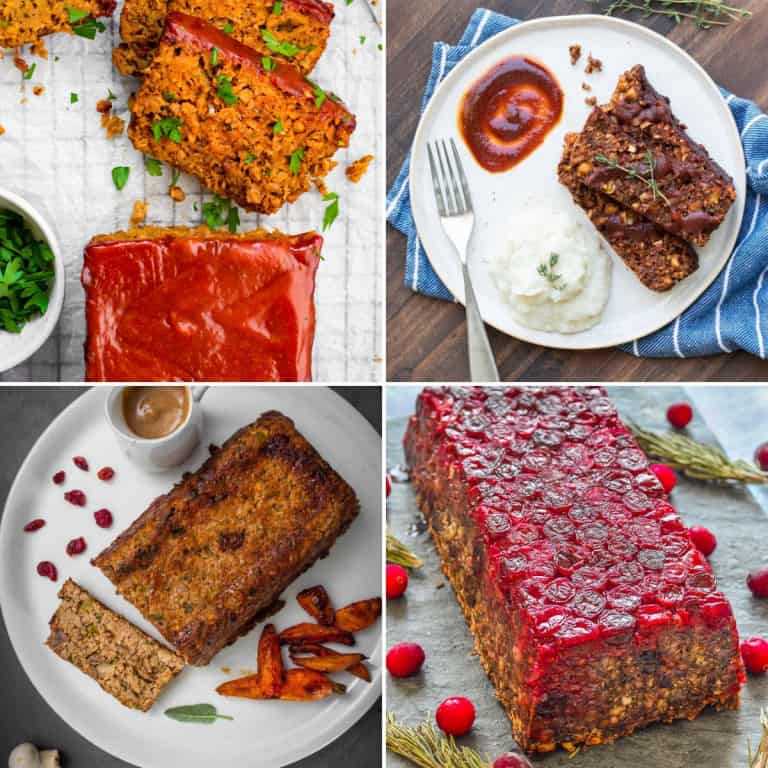 collage of 4 of the meatloaf recipes from the collection.
