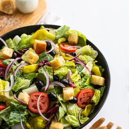 Copycat Olive Garden Salad in a bowl.