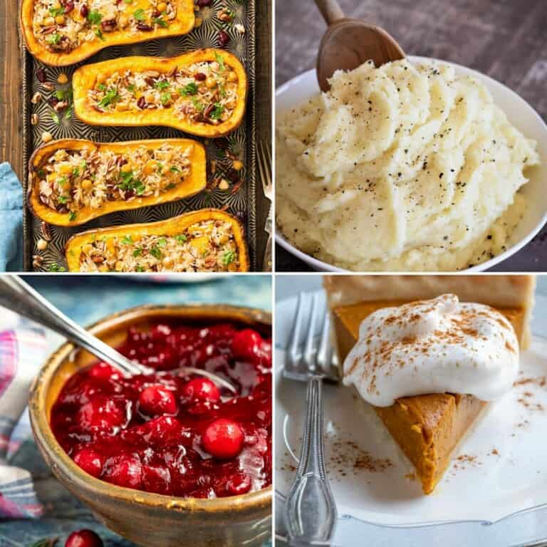 collage of 4 of the Thanksgiving recipes from the collection.