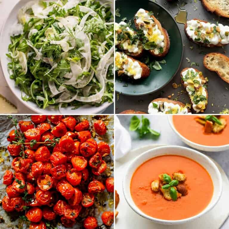 collage of 4 of the side dishes for frittata from the collection.