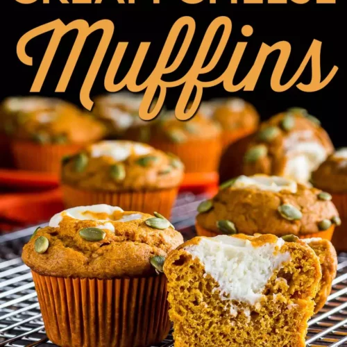 starbucks copycat pumpkin cream cheese muffins on a cooloing rack.