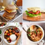 Collage of four photos for vegan copycat recipe roundup.