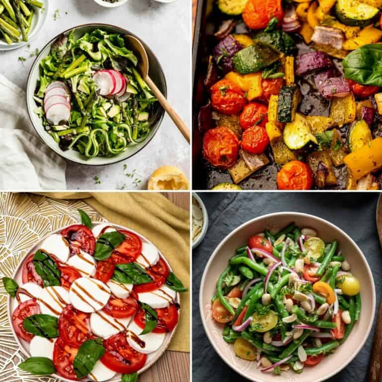 collage of 4 of the recipes in the sides for lasagna roundup.