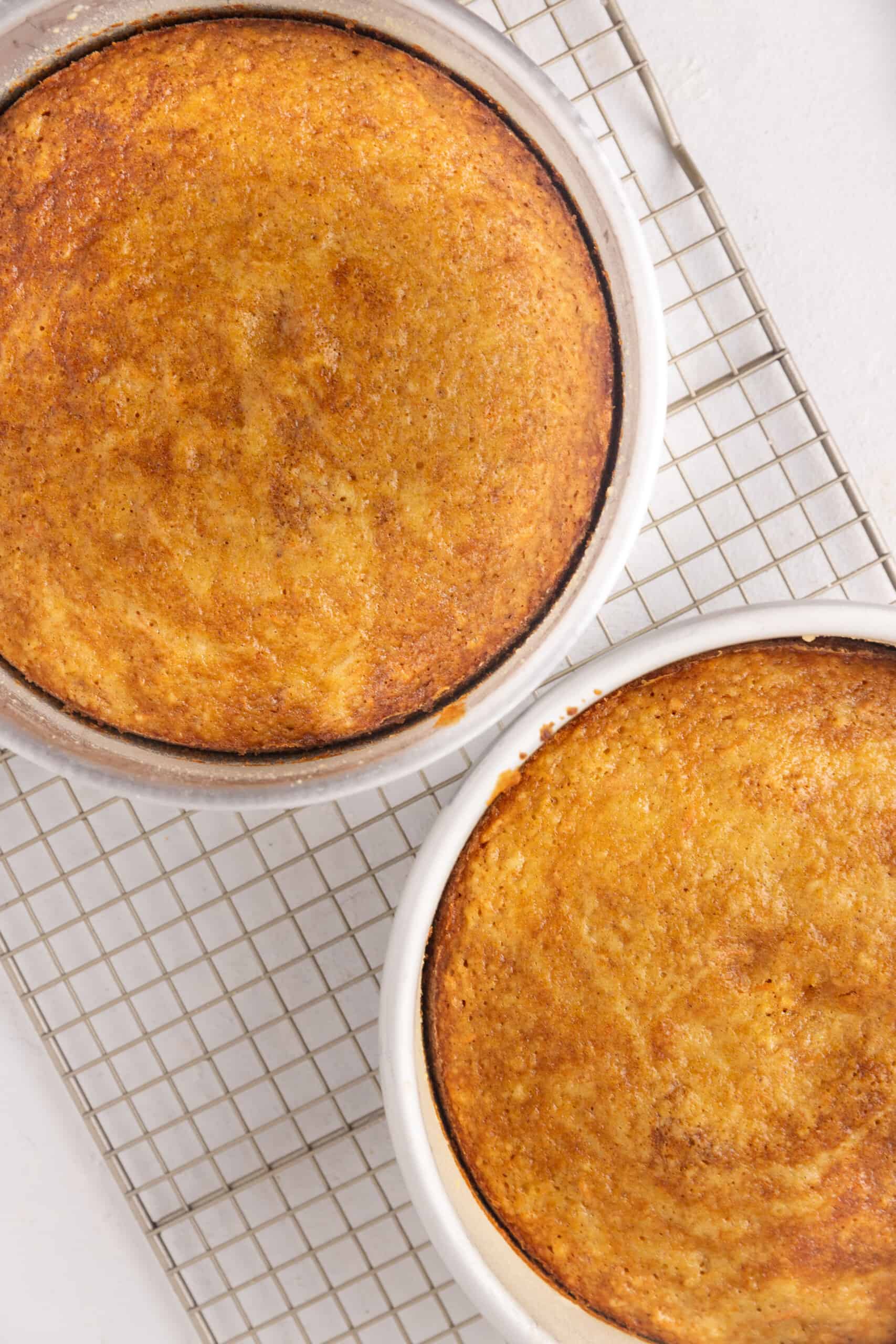 Two baked carrot cakes.