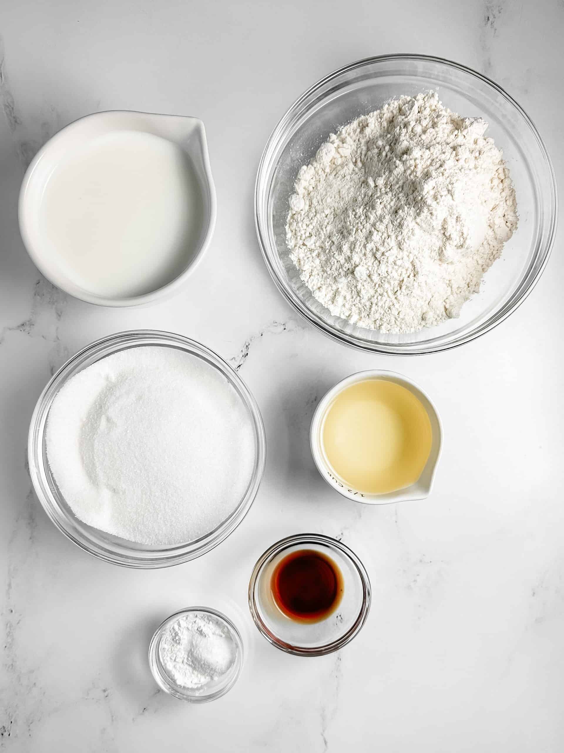 Ingredients for eggless cake.