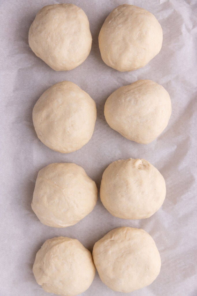 Balls of bagel dough.