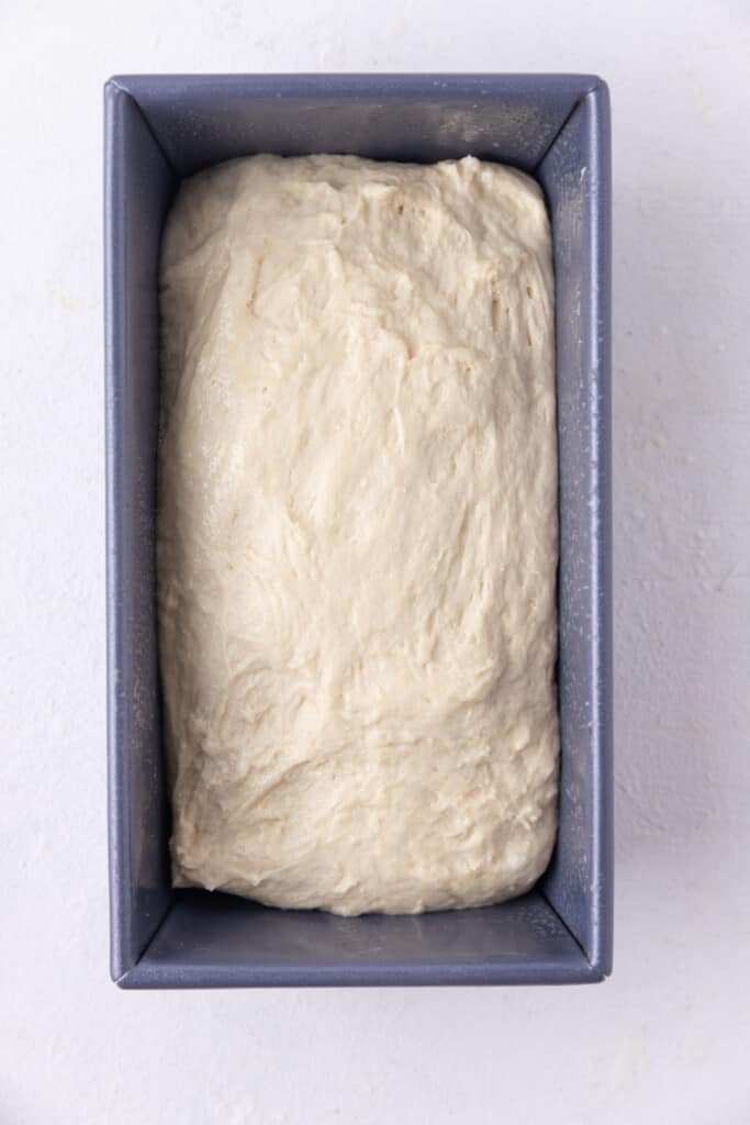 Bread pan with dough.