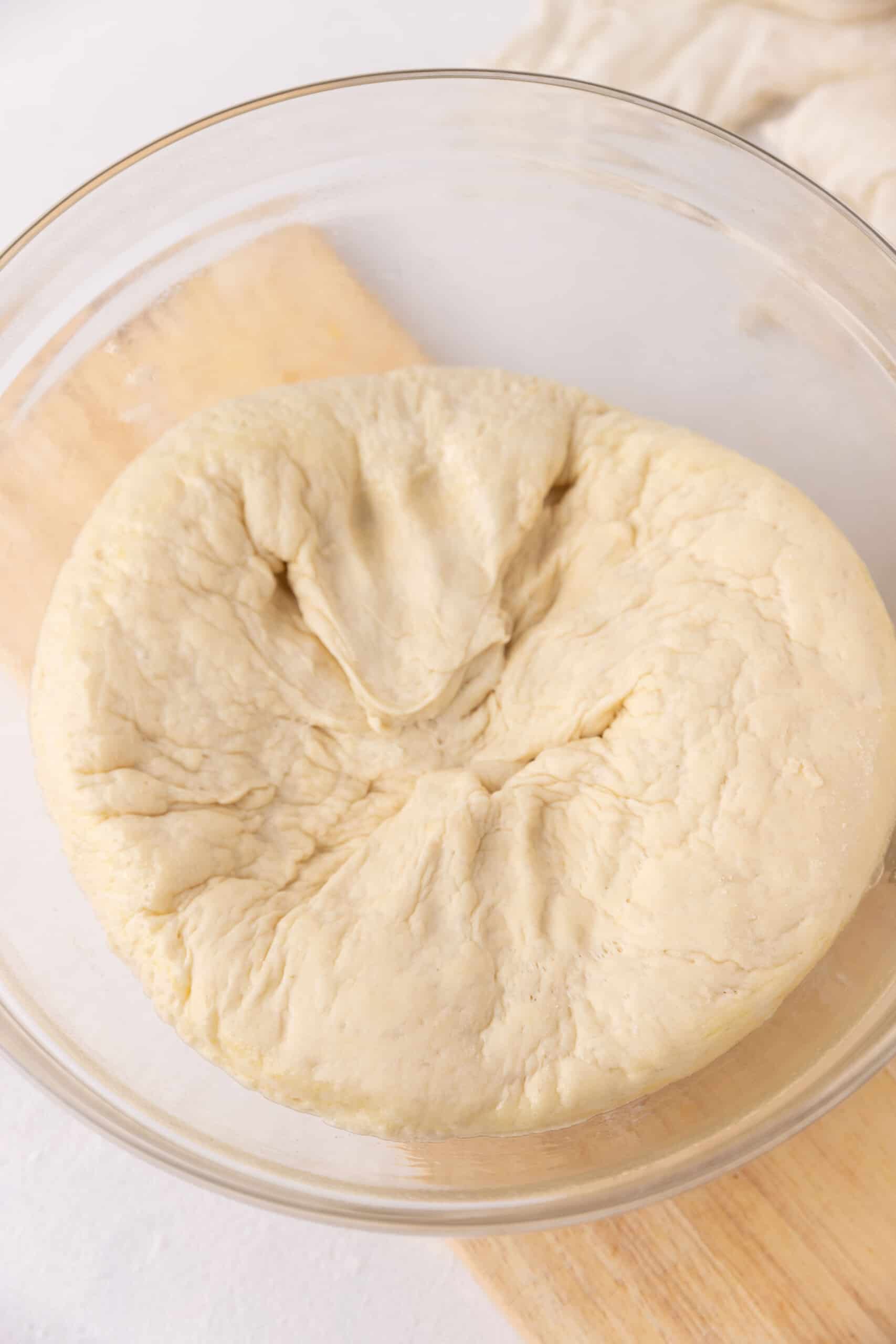 Punched down bread dough.