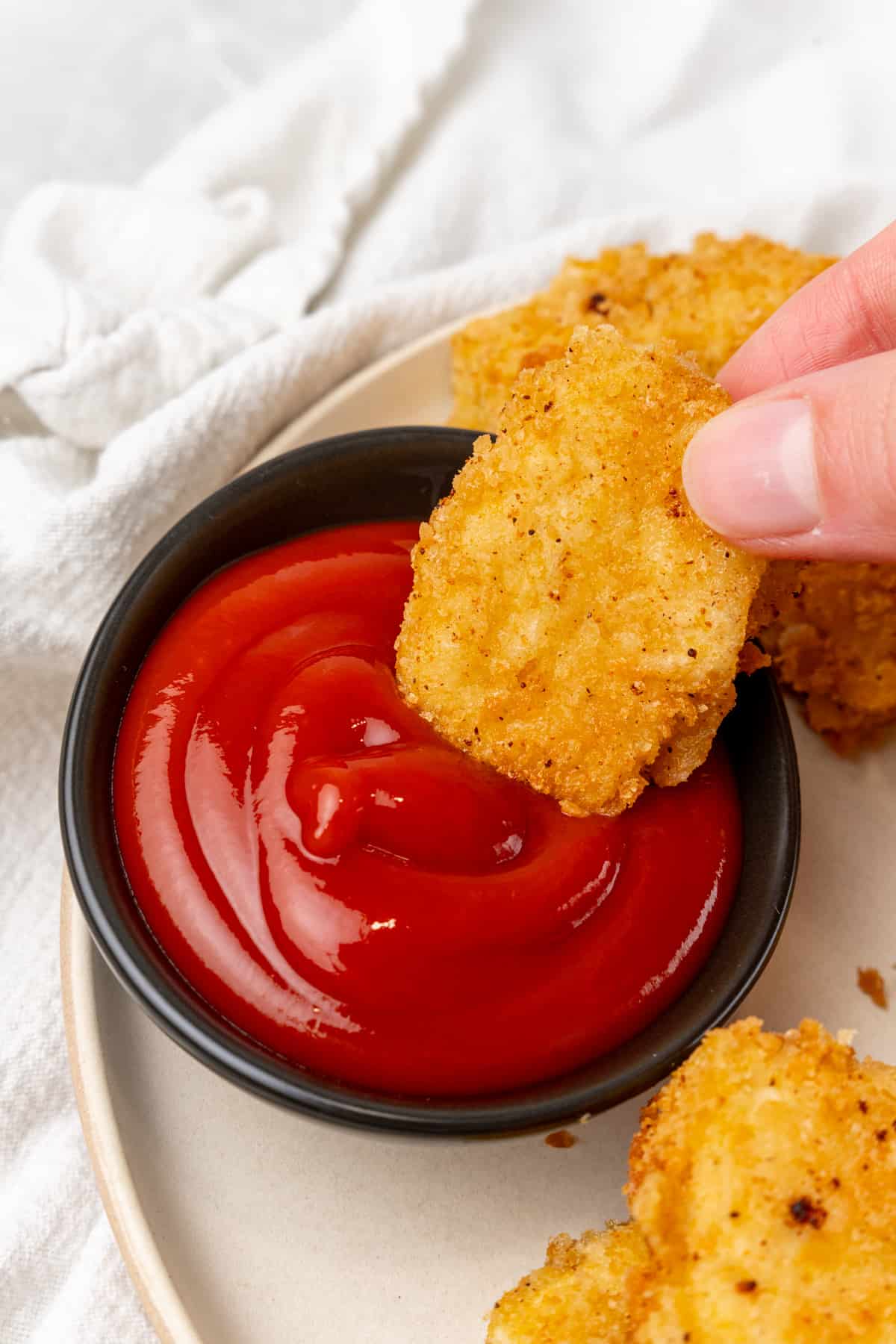 Nuggets with ketchup.