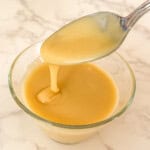 maple glaze feature image in a glass bowl with silver spoon