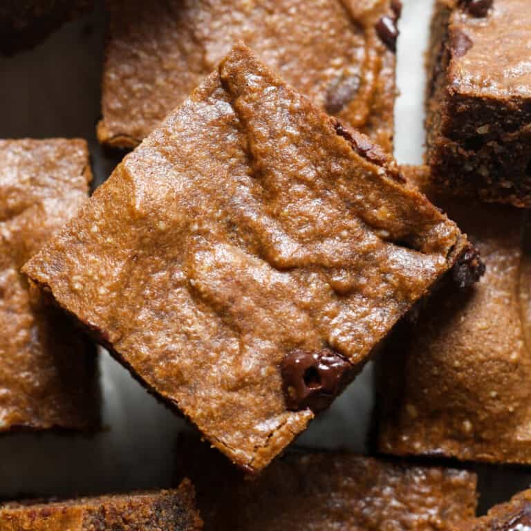 Chocolate Chip Brownie Squares with a rich, fudgy texture.