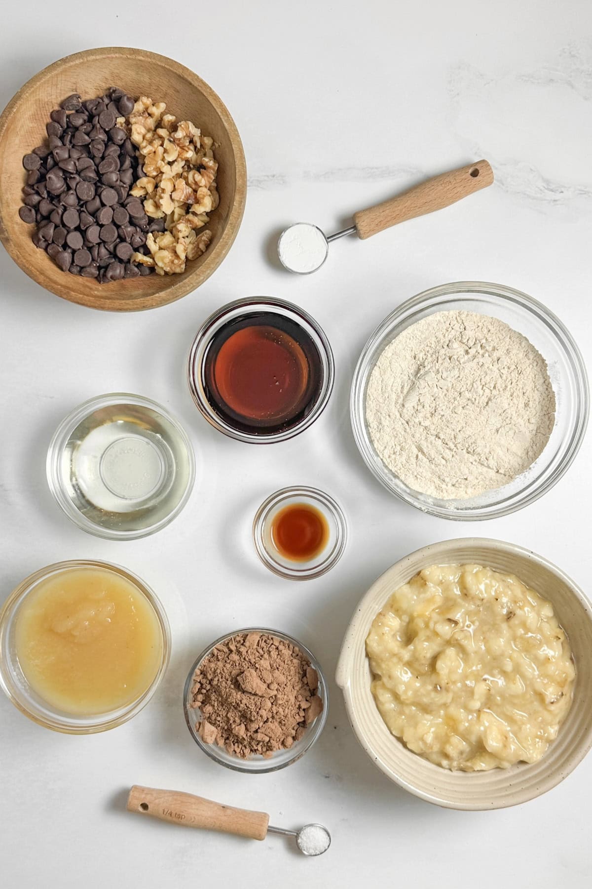 Ingredients to make chocolate banana brownies