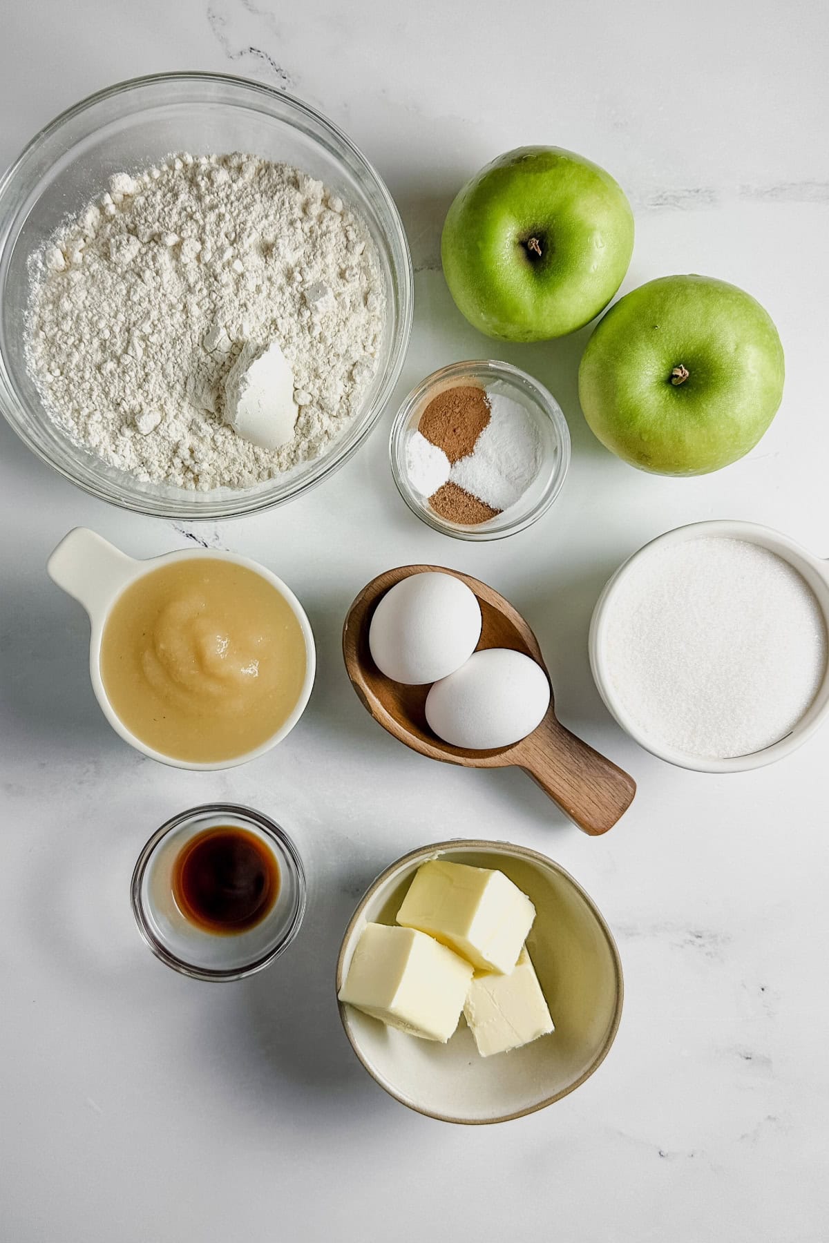 Key ingredients for making gluten-free cinnamon apple bread