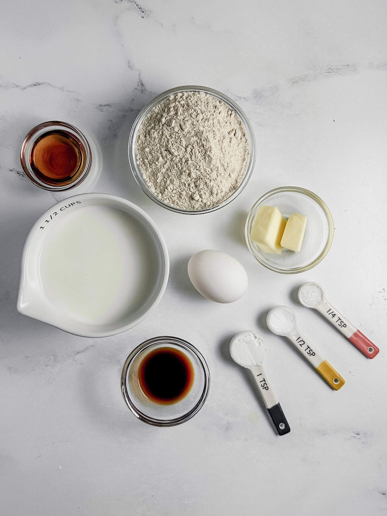 Ingredients for making dairy-free pancakes
