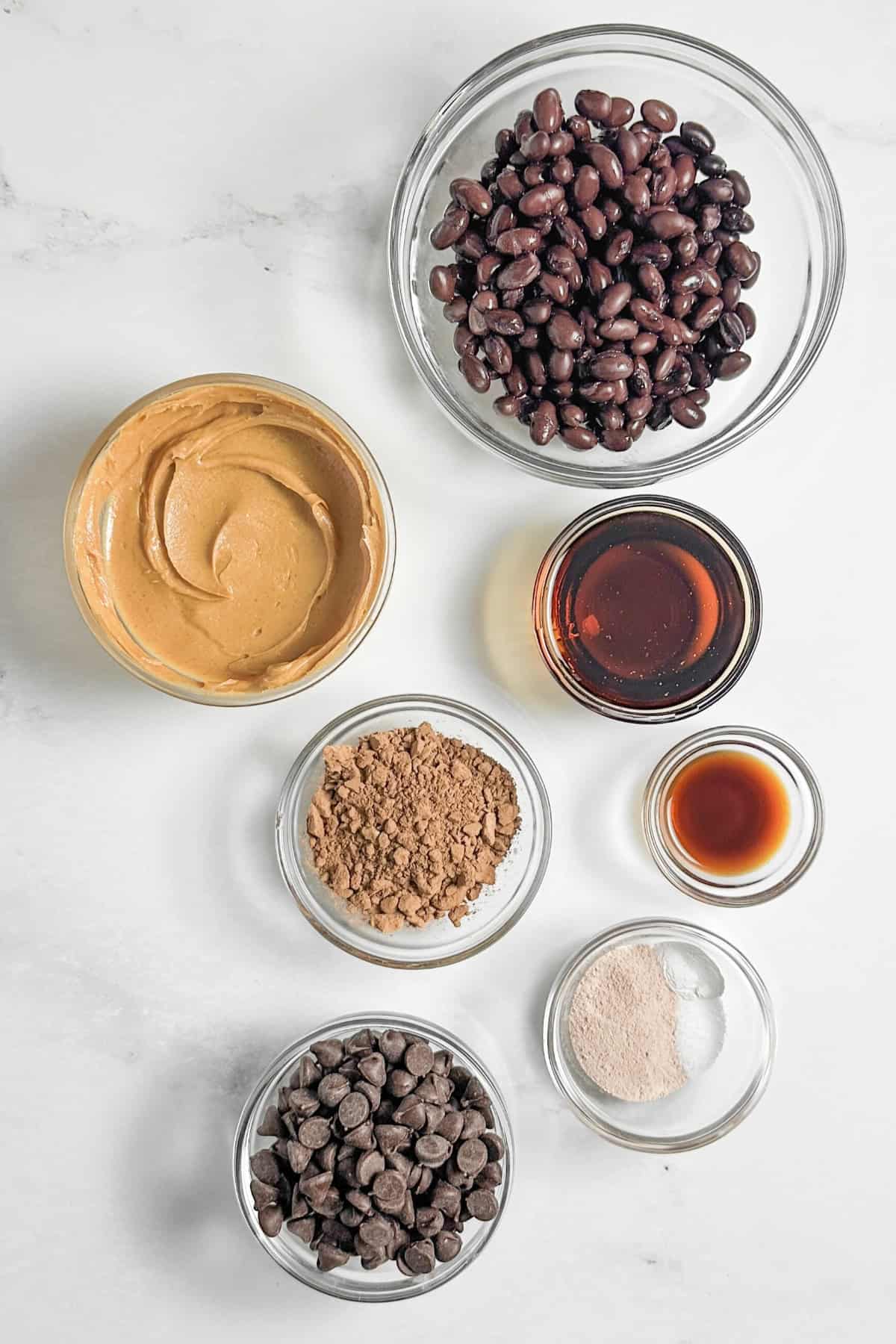 Ingredients to make vegan black bean brownies