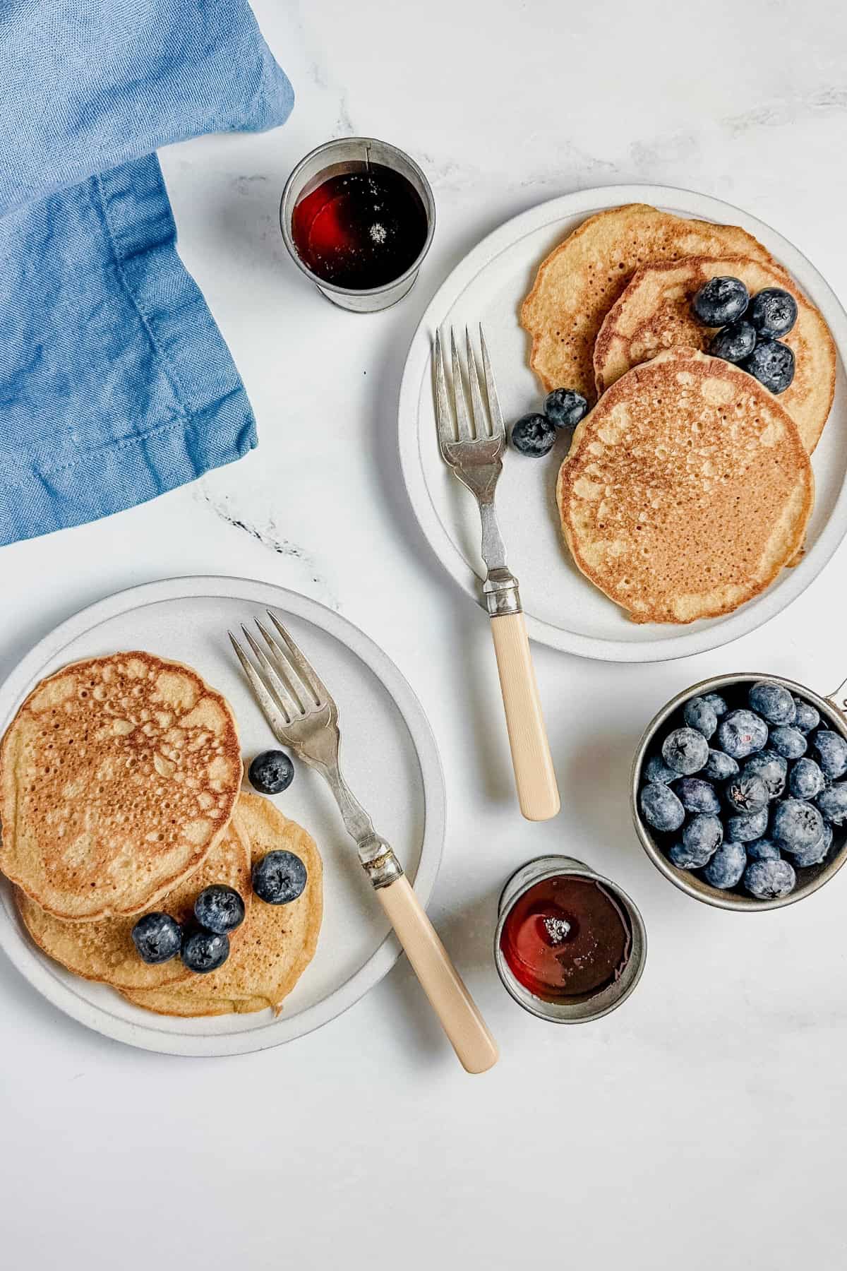 2 pancakes served ready to eat with blueberries 