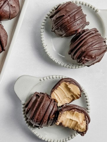 2 plates of Chocolate Peanut Butter Truffles - Bite in