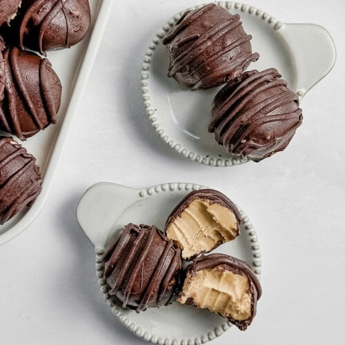 2 plates of Chocolate Peanut Butter Truffles - Bite in