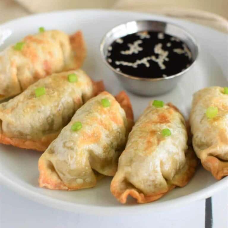 5 Air Fryer Frozen Dumplings with dipping sauce