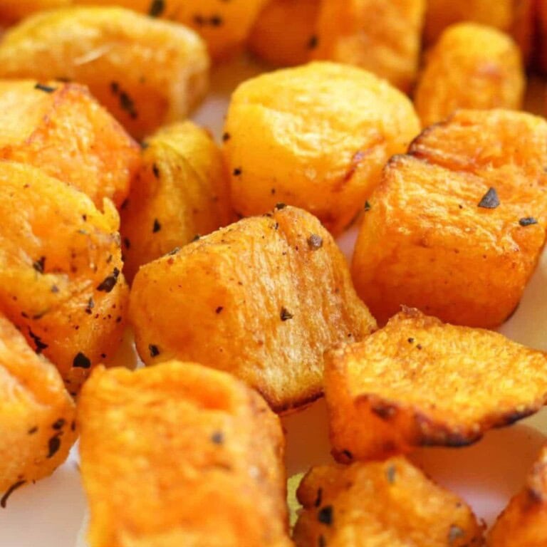 close-up Air Fryer Frozen Butternut Squash
