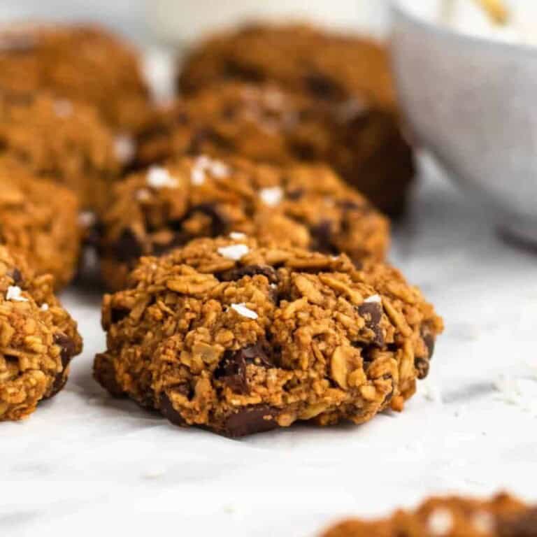 Oat flour cookies on a baking sheet