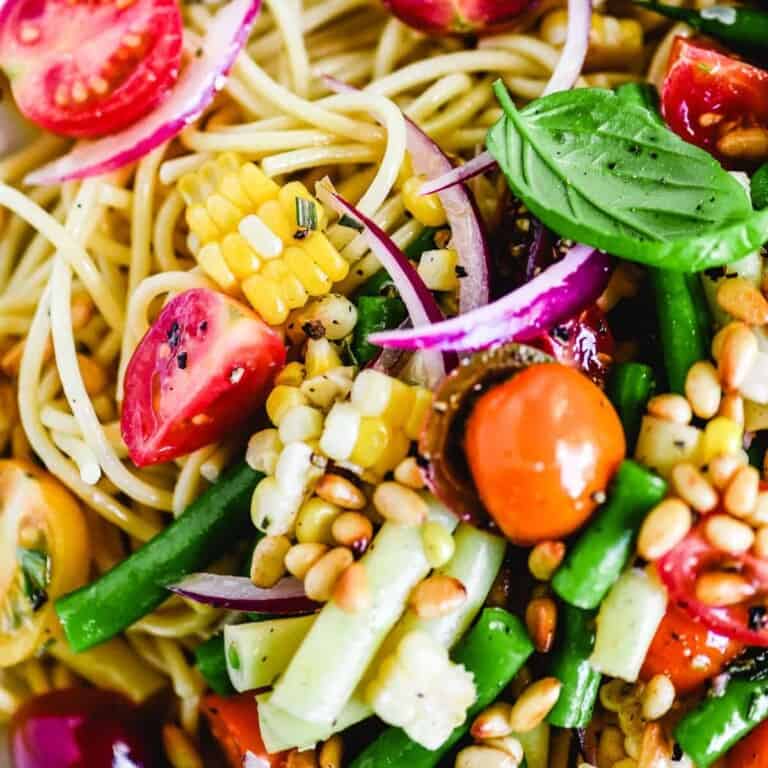 colorful spaghetti salad