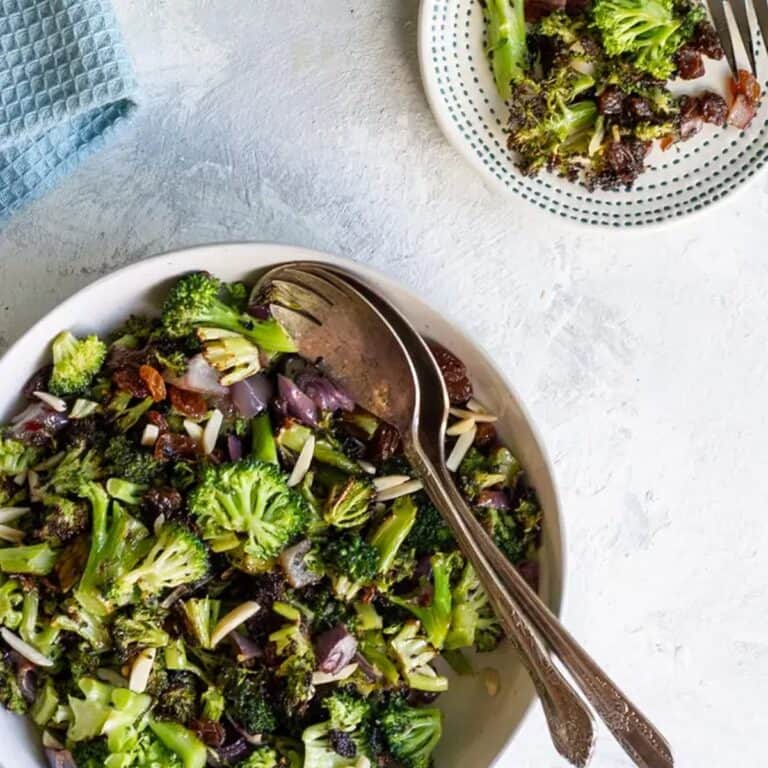 Broccoli Raisin Salad by Champagne Tastes served and ready to eat