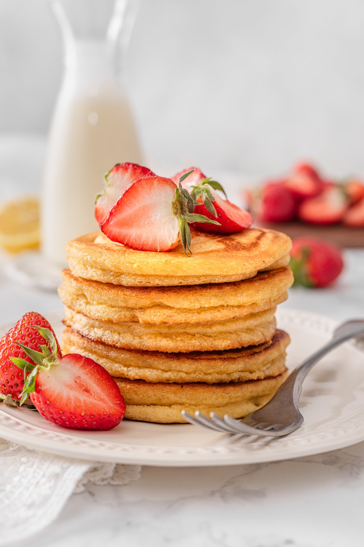 Close-up of chickpea flour pancakes showing golden brown exterior and fluffy texture
