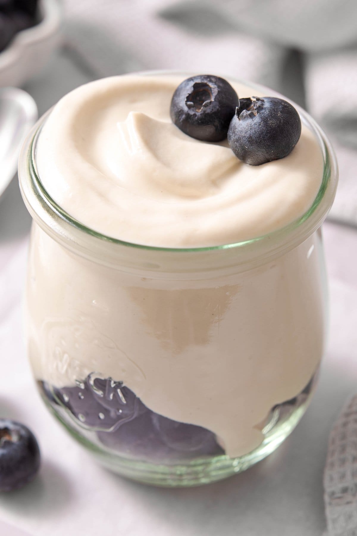 Dairy Free Whipped Cream cashew cream blueberries on top