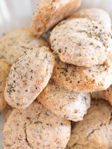 Pile of Almond Flour Biscuits in a white plate