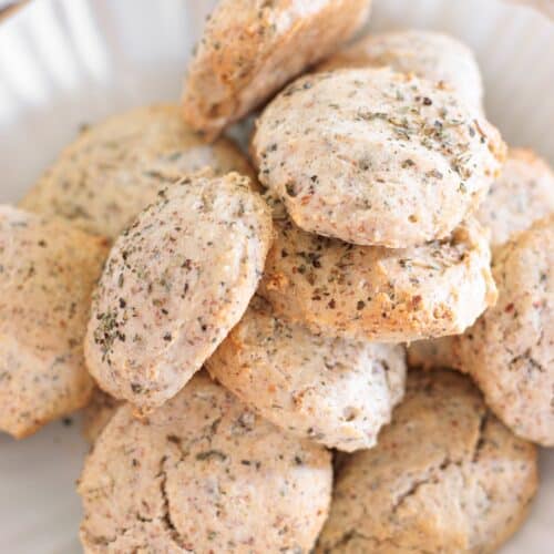 Pile of Almond Flour Biscuits in a white plate