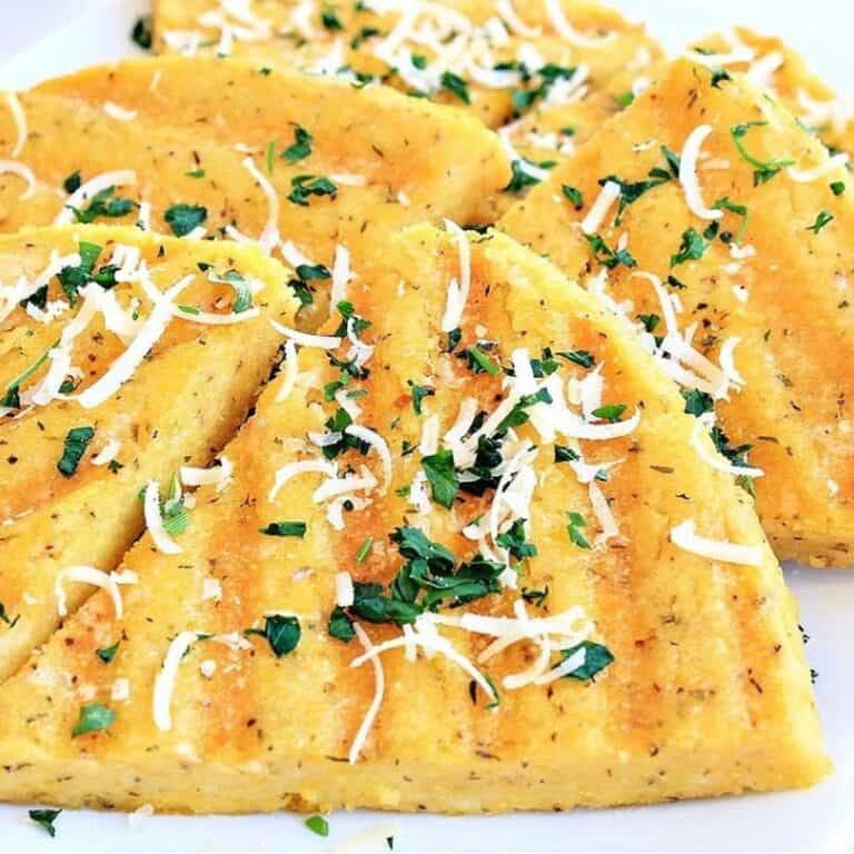 Grilled Polenta by This Wife Cooks served and ready to eat