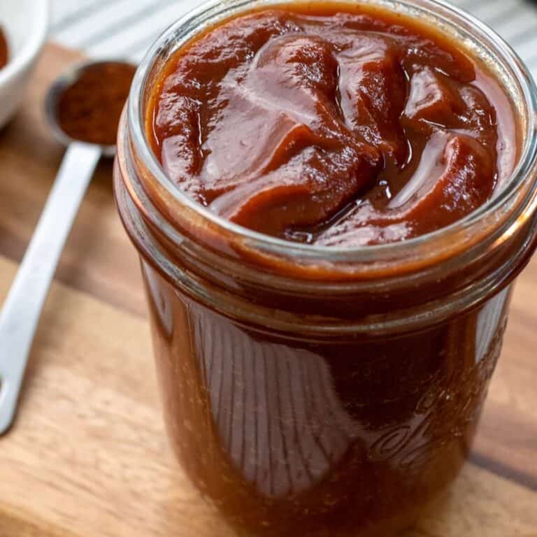 Healthy BBQ Sauce by My Quiet Kitchen served and ready to eat