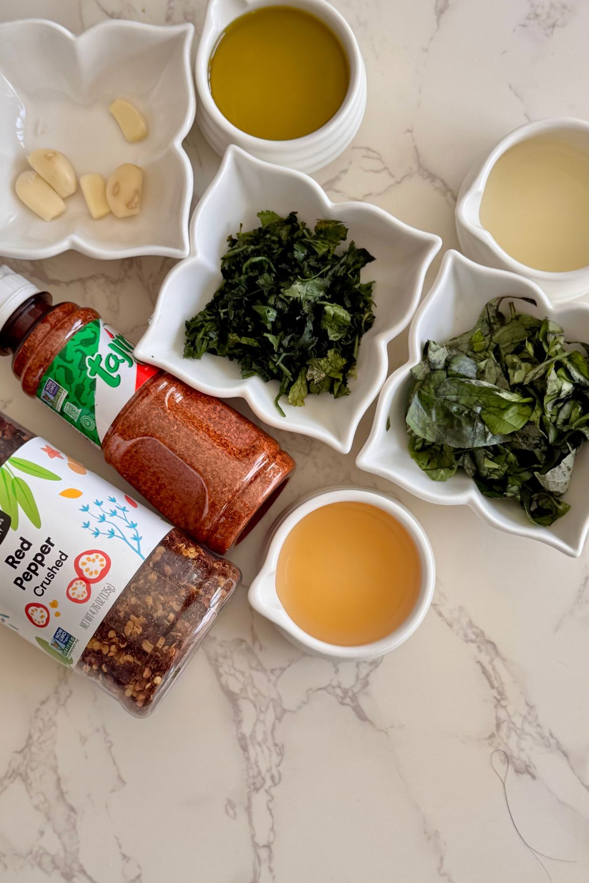 ingredients to make basil chimichurri sauce